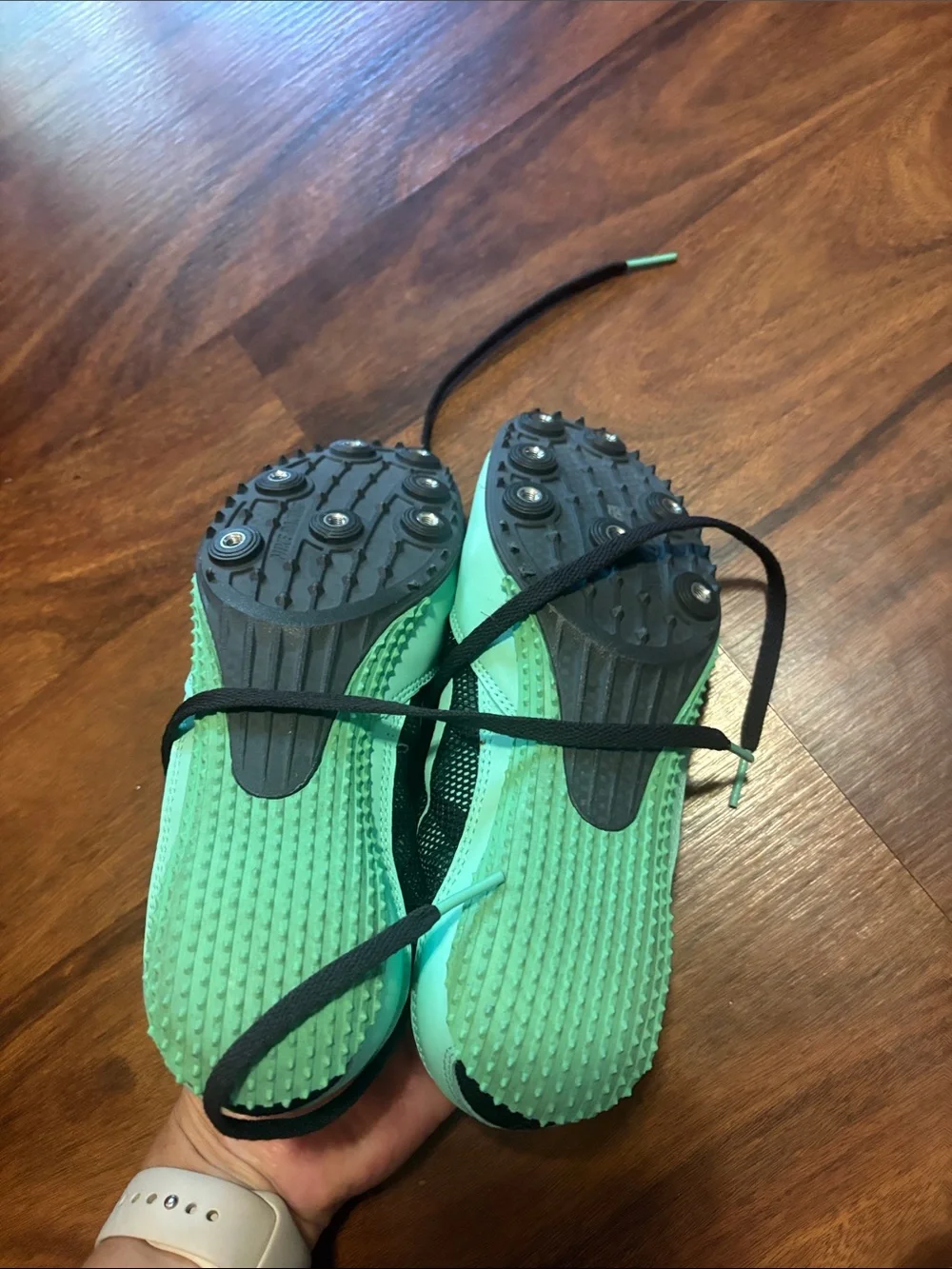 Nike Mint Green and Black track shoes